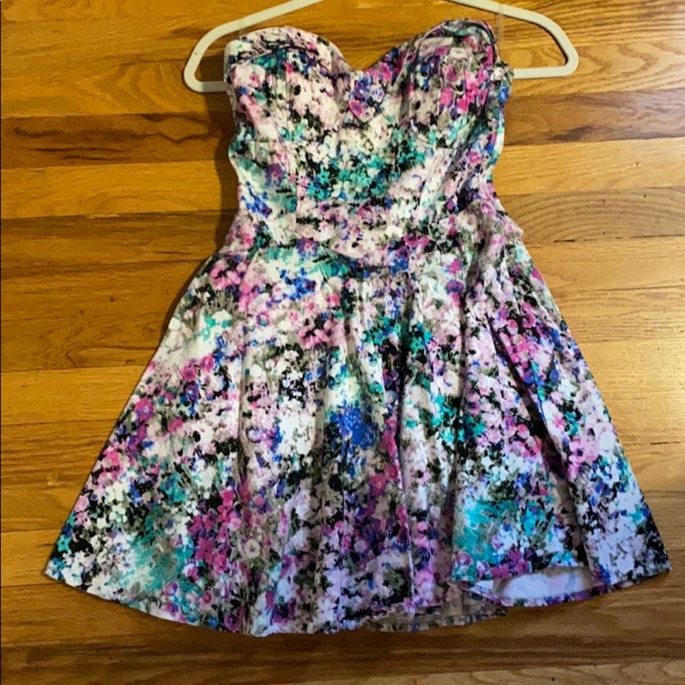 Strapless colorful mini dress from Francesca’s